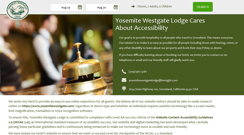 Designated Hotel ADA Accessibility Custom Page